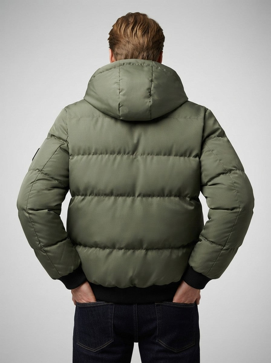Men's Autumn Quilted Puffer Jacket with Removable Hood