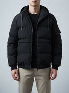 Men's Autumn Quilted Puffer Jacket with Removable Hood