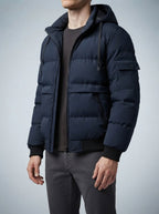Men's Autumn Quilted Puffer Jacket with Removable Hood