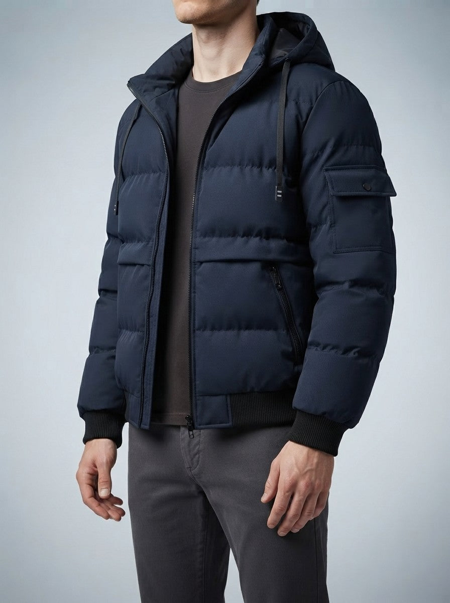 Men's Autumn Quilted Puffer Jacket with Removable Hood