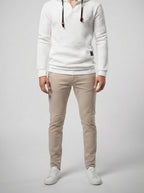Men's Autumn Quilted Waffle Pullover Hoodie with Kangaroo Pocket