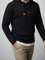 Men's Autumn Quilted Waffle Pullover Hoodie with Kangaroo Pocket