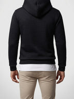 Men's Autumn Quilted Waffle Pullover Hoodie with Kangaroo Pocket