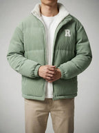 Men's Autumn Reversible Corduroy Puffer Jacket with Borg Lining