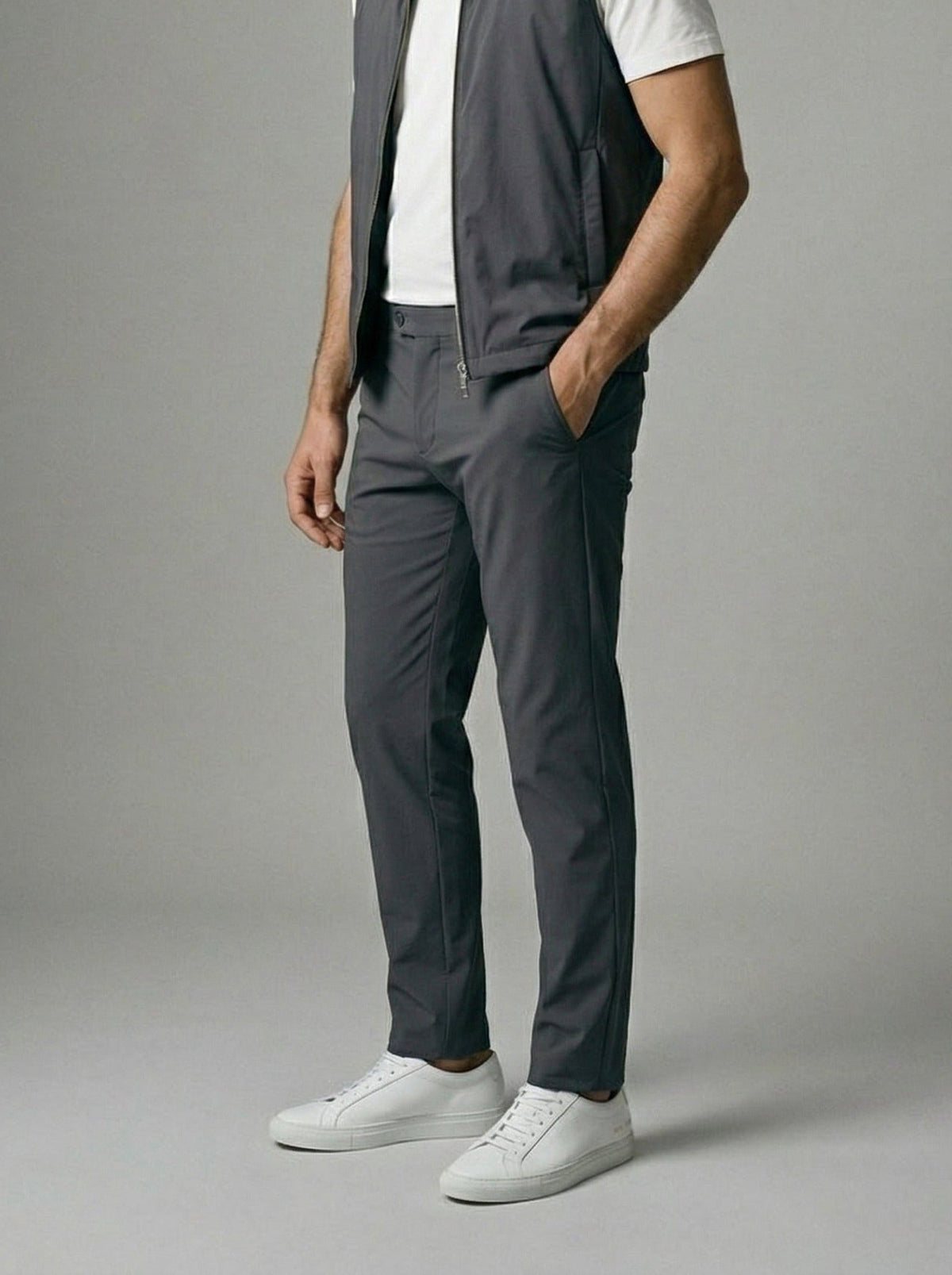 Men's Autumn Reversible Gilet and Slim Trousers Two-Piece Set
