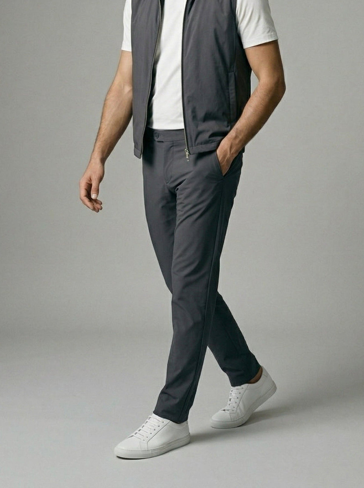 Men's Autumn Reversible Gilet and Slim Trousers Two-Piece Set