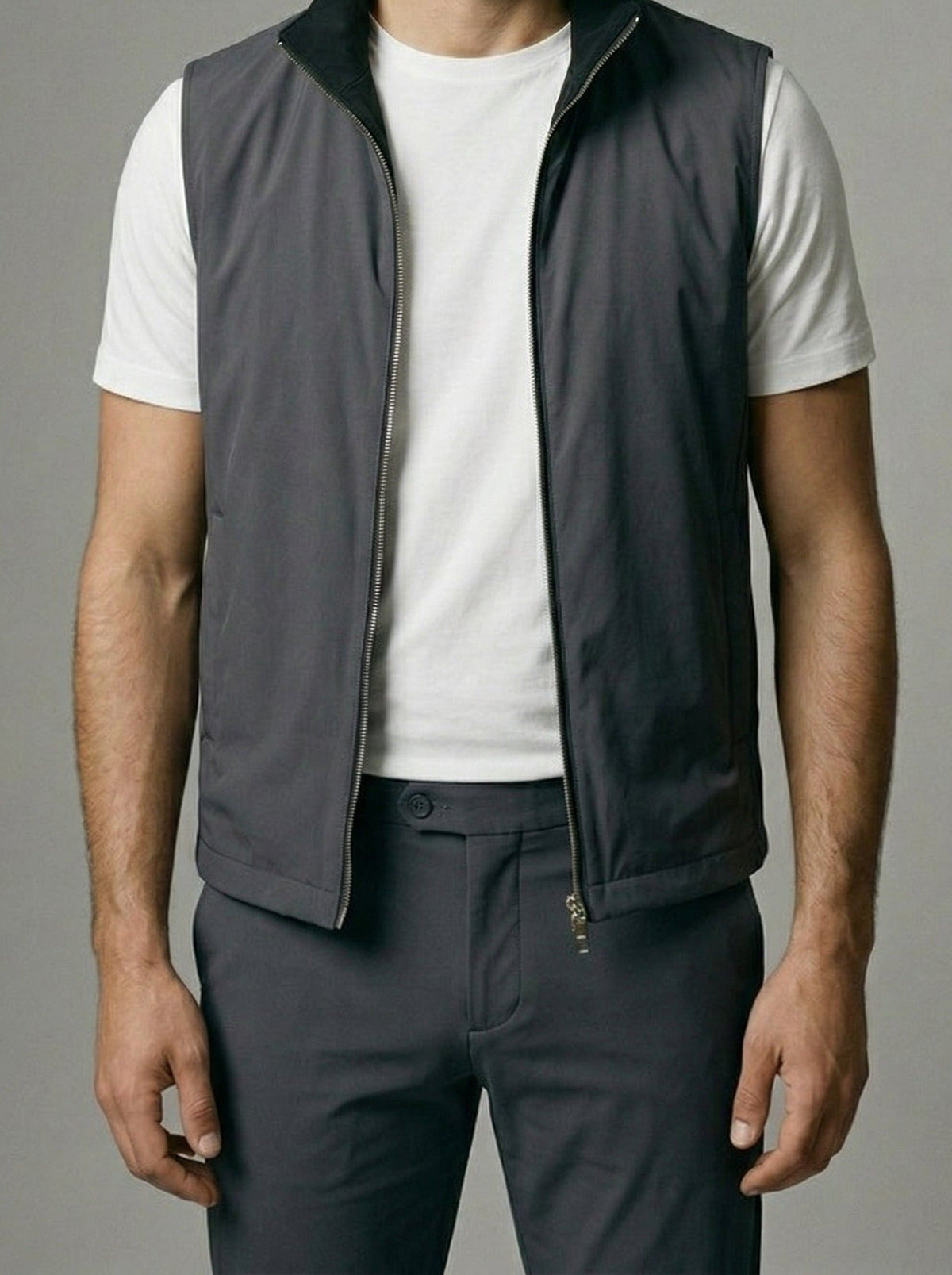 Men's Autumn Reversible Gilet and Slim Trousers Two-Piece Set