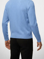 Men's Autumn Ribbed Button Cardigan with V-Neck