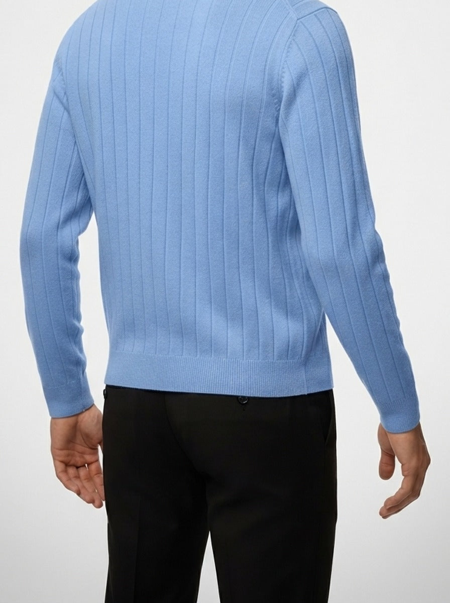 Men's Autumn Ribbed Button Cardigan with V-Neck