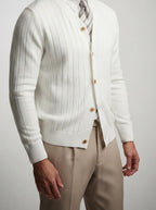 Men's Autumn Ribbed Button Cardigan with V-Neck