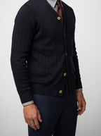 Men's Autumn Ribbed Button Cardigan with V-Neck