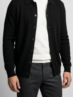 Men's Autumn Ribbed Collared Cardigan with Button Front