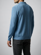 Men's Autumn Ribbed Collared Cardigan with Button Front