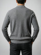 Men's Autumn Ribbed Collared Cardigan with Button Front
