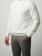 Men's Autumn Ribbed Jumper with Crew Neck