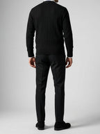 Men's Autumn Ribbed Knit Cardigan with Button Front and V-Neck