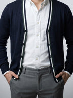Men's Autumn Ribbed Knit Cardigan with V-Neck