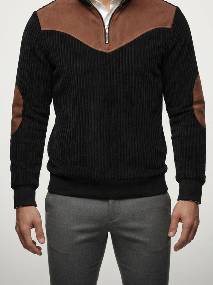 Men's Autumn Ribbed Knit Half Zip Jumper