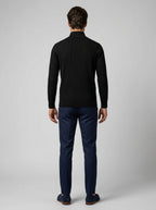 Men's Autumn Ribbed Knit Zip Cardigan with Funnel Neck