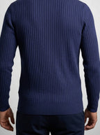 Men's Autumn Ribbed Knit Zip Cardigan with Funnel Neck