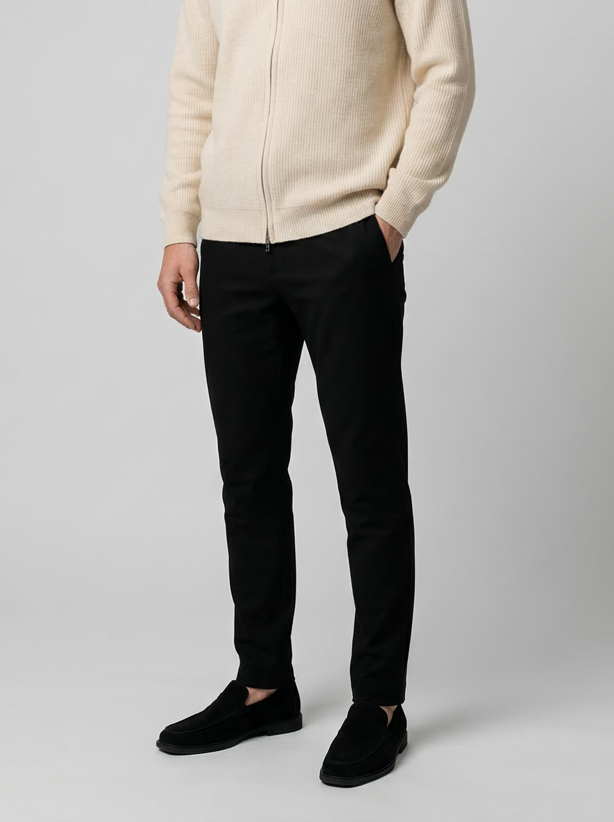 Men's Autumn Ribbed Wool Cashmere Zip-Up Cardigan