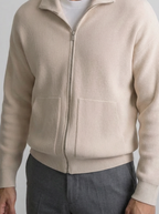 Men's Autumn Ribbed Wool Full Zip Cardigan