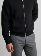 Men's Autumn Ribbed Wool Full Zip Cardigan