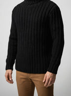 Men's Autumn Ribbed Wool Roll Neck Jumper
