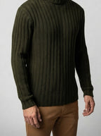 Men's Autumn Ribbed Wool Roll Neck Jumper