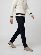 Men's Autumn Rope Cable Knit Half Zip Jumper with Contrast Tipping