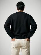 Men's Autumn Rope Cable Knit Jumper with Diamond Panel Front