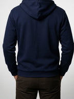 Men's Autumn Sherpa Lined Zip-Up Hoodie with Drawstring Hood