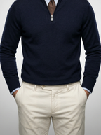 Men's Autumn Slim Fit Half Zip Jumper with Mock Neck