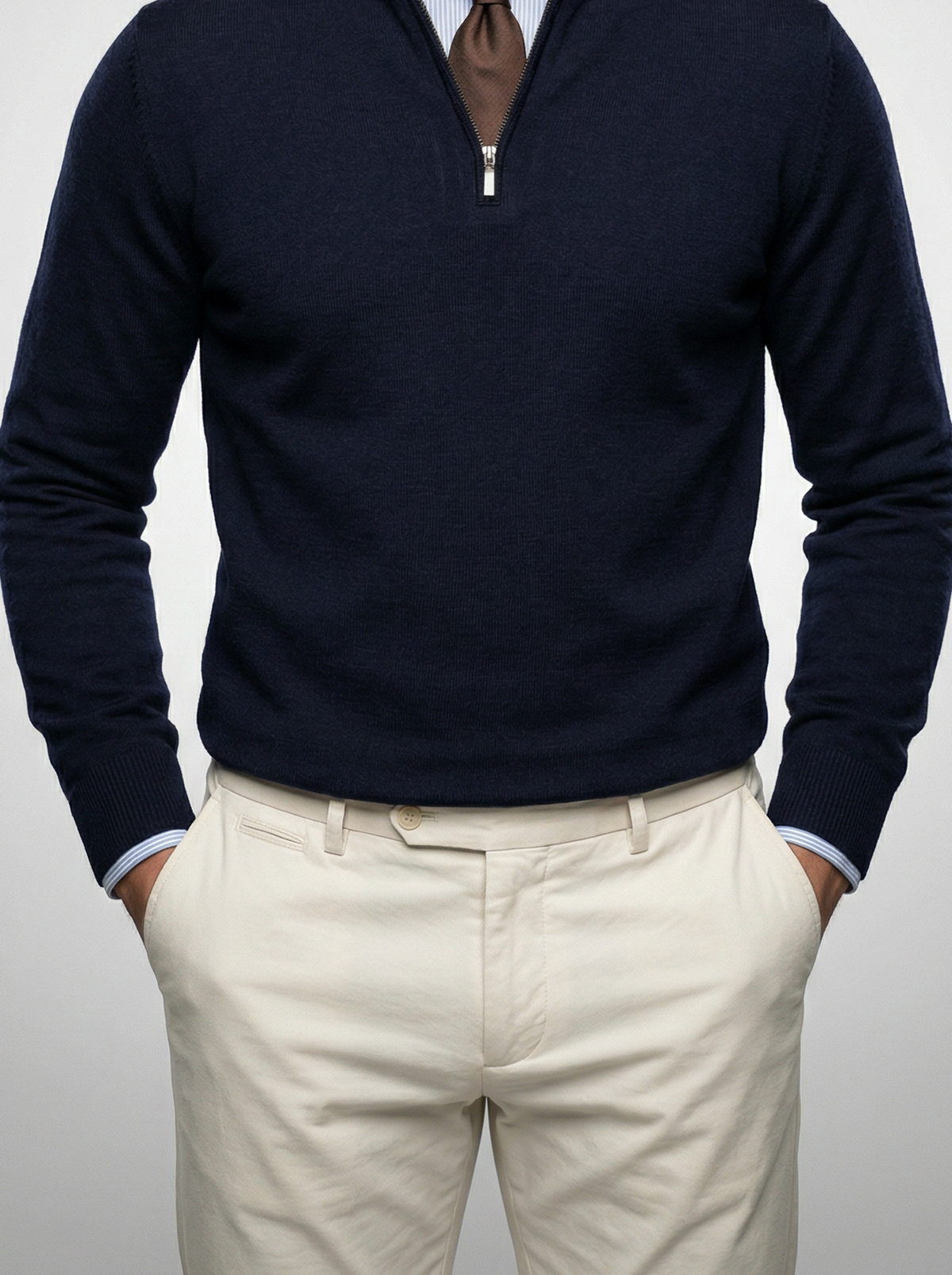 Men's Autumn Slim Fit Half Zip Jumper with Mock Neck