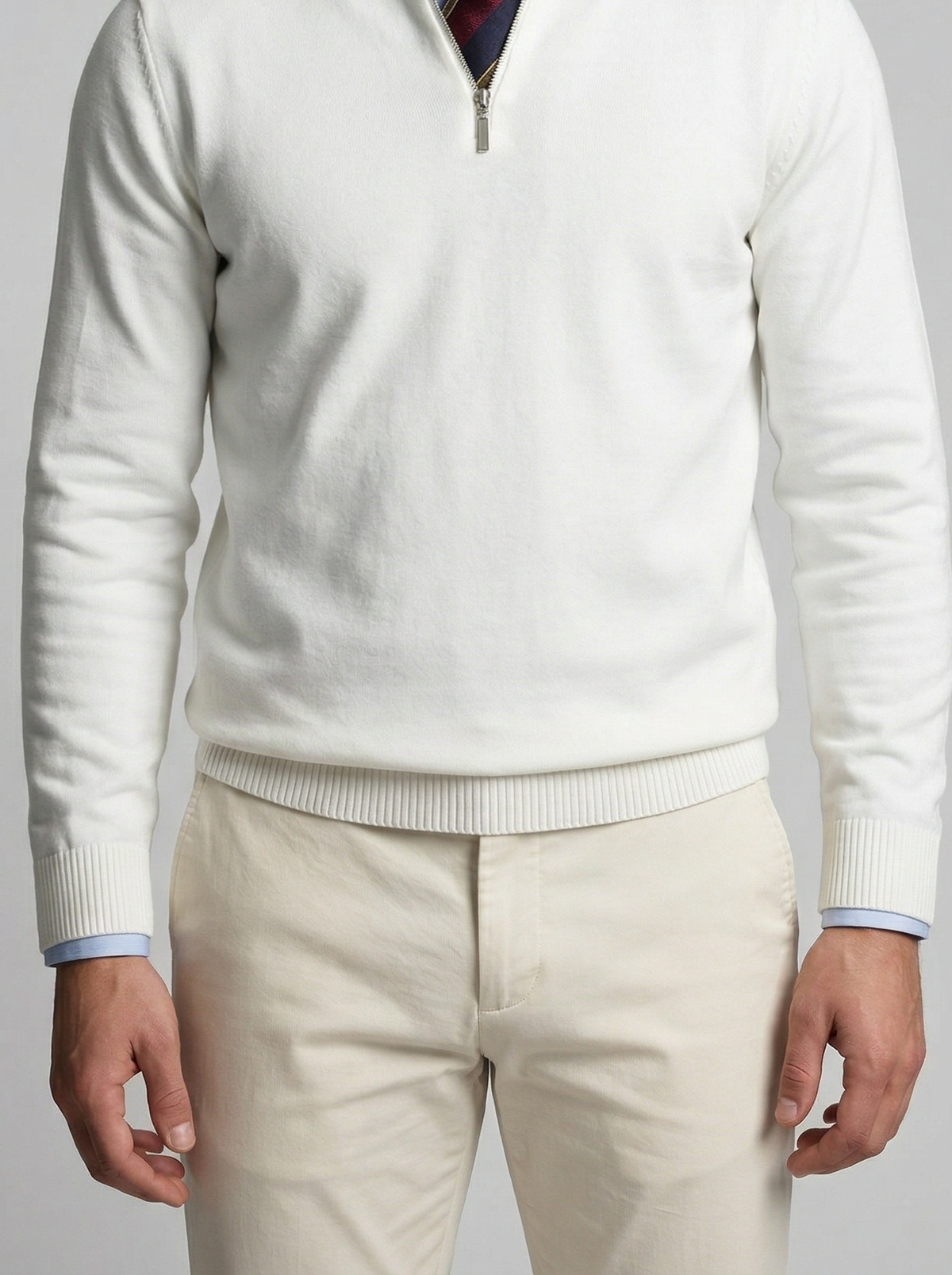 Men's Autumn Slim Fit Half Zip Jumper with Mock Neck