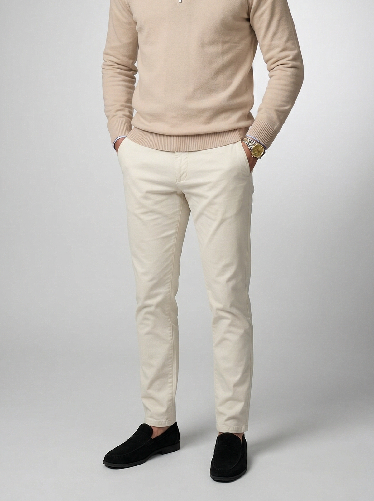 Men's Autumn Slim Fit Half Zip Jumper with Mock Neck
