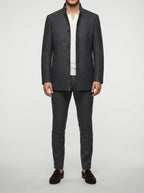 Men's Autumn Stand Collar Wool Car Coat with Quilted Lining