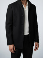Men's Autumn Stand Collar Wool Car Coat with Quilted Lining