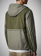Men's Autumn Striped Half Zip Anorak Jacket with Hood