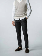 Men's Autumn Striped Knit Sleeveless Jumper Vest with V-Neck