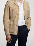 Men's Autumn Suede Field Jacket with Four Pockets