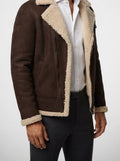 Men's Autumn Suede Shearling Aviator Jacket