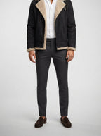 Men's Autumn Suede Shearling Aviator Jacket