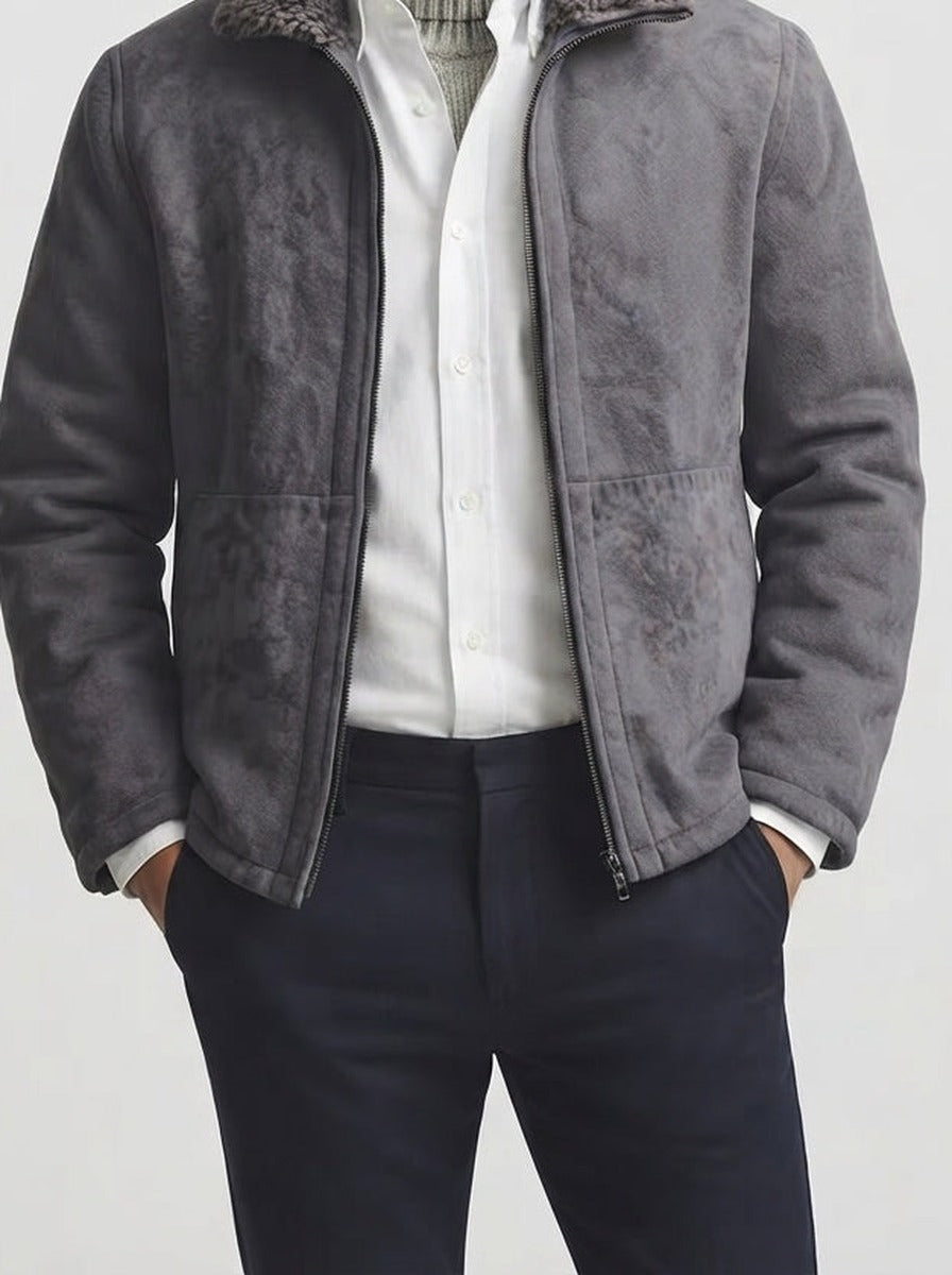 Men's Autumn Suede Shearling Collar Jacket