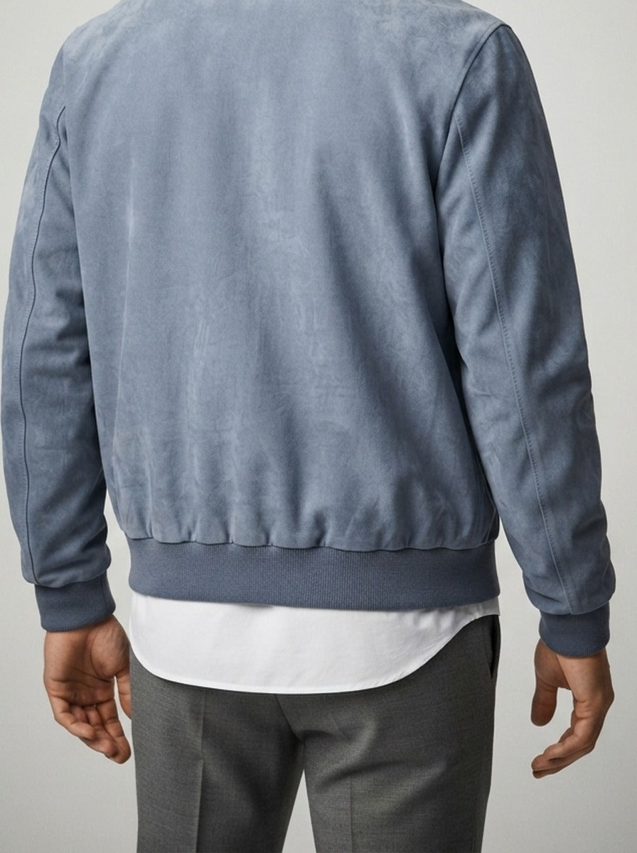 Men's Autumn Suede Zip-Up Bomber Jacket