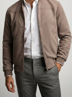 Men's Autumn Suede Zip-Up Bomber Jacket