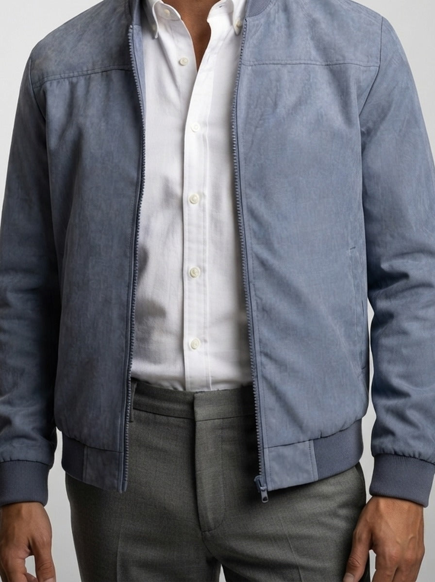 Men's Autumn Suede Zip-Up Bomber Jacket