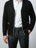 Men's Autumn Textured Knit Cardigan with V-Neck
