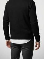 Men's Autumn Textured Knit Cardigan with V-Neck