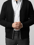 Men's Autumn Textured Knit Cardigan with V-Neck